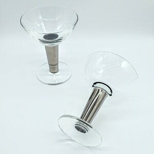 Silver Finish Mercury Glass Stem Martini Glasses